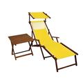 Erst-Holz Gartenliege Sonnenliege gelb Liegestuhl Fußteil Sonnendach Tisch Kissen Deckchair 10-302FSTKH
