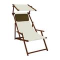 Erst-Holz Sonnenliege weiß Liegestuhl Sonnendach Kissen Gartenliege Deckchair Holz Gartenmöbel 10-303SKD