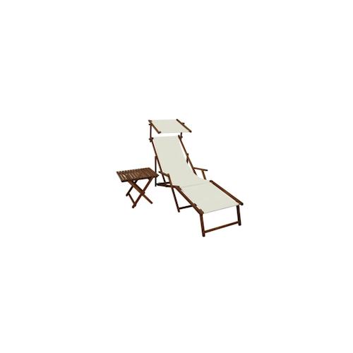 Sonnenliege weiß Liegestuhl Fußteil Sonnendach Tisch Gartenliege Deckchair Strandstuhl 10-303 F S T
