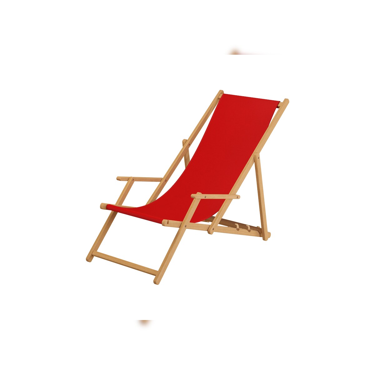 Erst-Holz Deckchair rot Strandstuhl Sonnenliege Gartenliege Relaxliege Kissen Buche klappbar 10-308 N KD Image