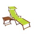 Erst-Holz Sonnenliege pistazie Liegestuhl Sonnendach Tisch Gartenliege Holz Deckchair Strandstuhl 10-306FST