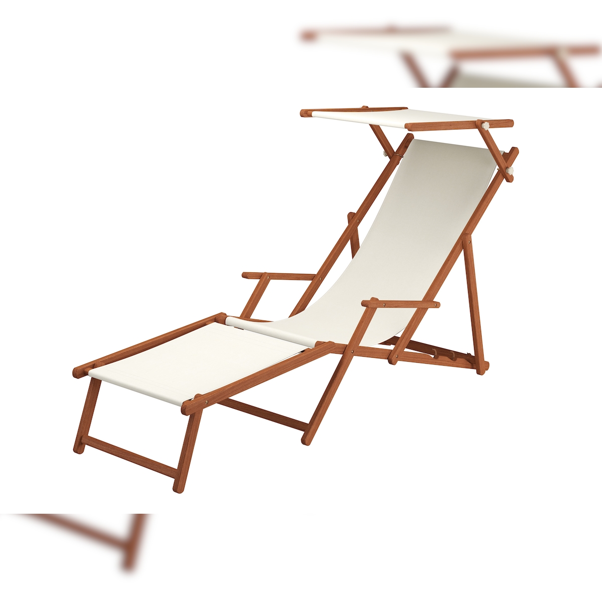 Erst-Holz Sonnenliege weiß Liegestuhl Fußteil Sonnendach Gartenliege Holz Deckchair Gartenmöbel 10-30 FS Image