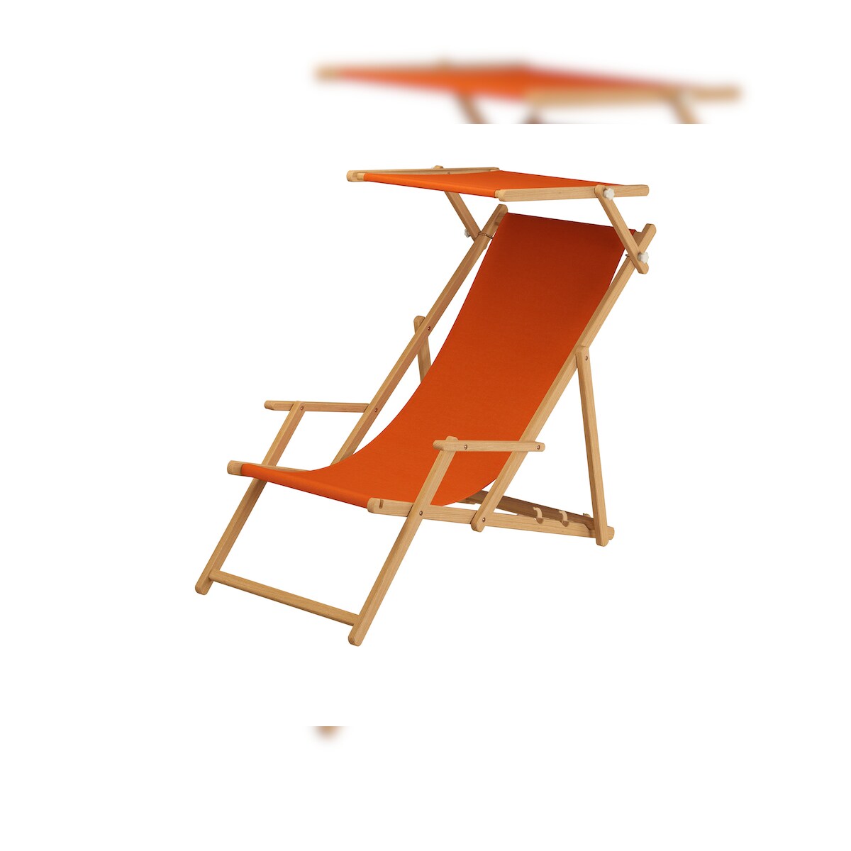 Erst-Holz Liegestuhl terracotta Gartenliege Strandliege Sonnendach Tisch Kissen Buche hell 10-309NSTKD Image
