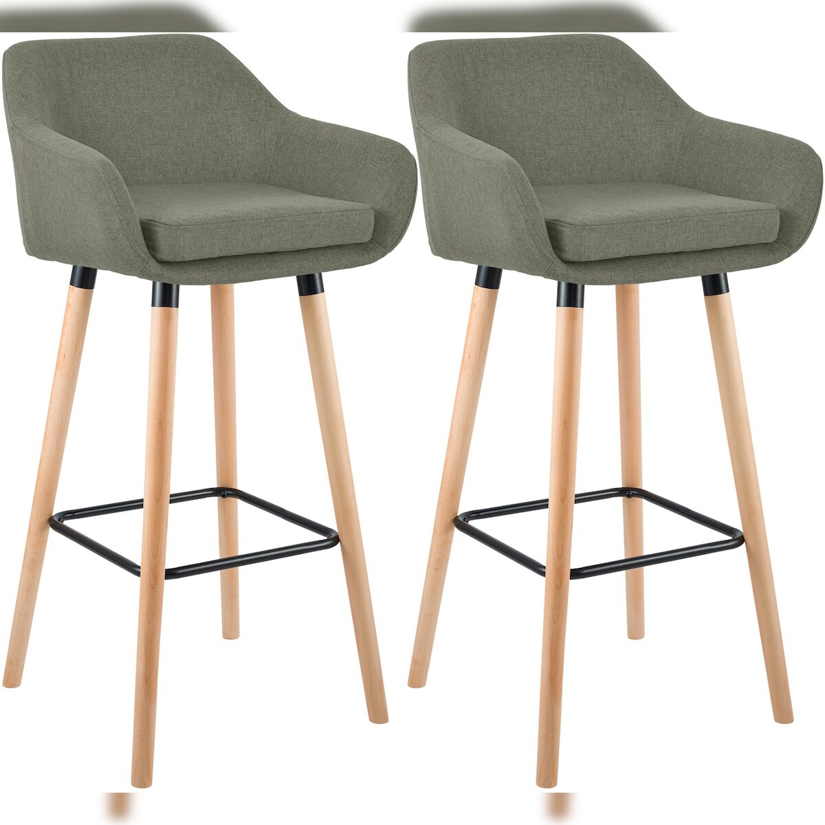 CLP 2er Set Barhocker Grant Stoff hellgrau Image