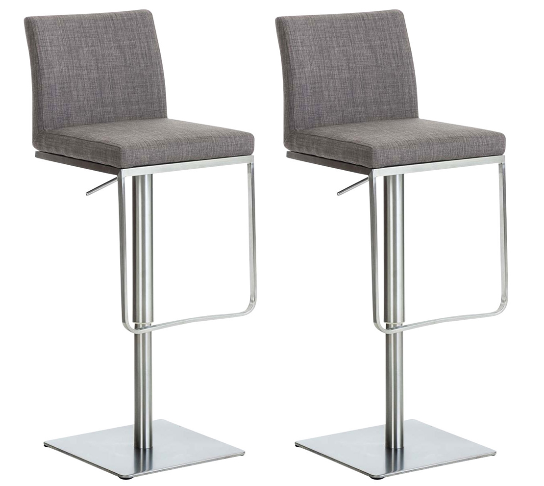CLP 2er Set Barhocker Panama Stoffbezug grau/edelstahl Image