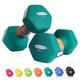 ACTIVE FOREVER Dumbbells 2×5kg, Set of 2, Hex Dumbbells Pair, Neoprene Waterproof Non-slip Dumbells Set (Dark Green)