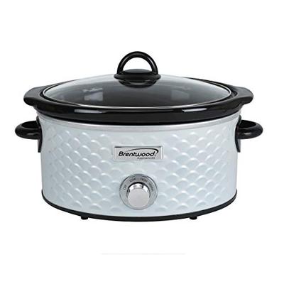 Brentwood SC-140W Slow Cooker Scallop Pattern, 4.5 Quart, White