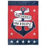 Dicksons Inc Anchored in Hope 2-Sided Polyester Garden Flag in Blue/Red | 42 H x 29 W in | Wayfair M001095