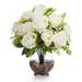 Rosdorf Park 18 Heads Silk Roses Floral Arrangements in Vase Silk in White | 11 H x 8 W x 8 D in | Wayfair 8BA7DF4BA3B143F4931511E6FD6BFB4A
