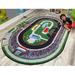 Green 90 x 0.25 in Area Rug - Kid Carpet Race Car Rug Nylon | 90 W x 0.25 D in | Wayfair FA1138-44KC