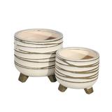 Union Rustic 2 Piece Set 6"H 6" Diameter/8"H 8" Diameter Abstract Footed Planters for Living Room, Bedroom, or Office in White | Wayfair