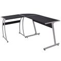 Brayden Studio® Corner Desk L-Shaped Computer Desk Home Office Workstation Writing Desk Metal in Gray/Black | 29.1 H x 59.8 W x 46.1 D in | Wayfair