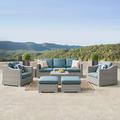 Wade Logan® Baecher 10 Piece Resin Wicker Sectional Seating Group w/ Cushions Synthetic Wicker/All - Weather Wicker/Wicker/Rattan | Outdoor Furniture | Wayfair