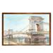 Winston Porter 'Iconic Watercolor Bridge I' by Paul Cezanne - Picture Frame Painting Print Canvas/Metal in Blue/Brown/Gray | Wayfair