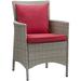 Conduit Outdoor Patio Wicker Rattan Dining Armchair by Modway Wicker/Rattan in Gray | 98 H x 34.5 W x 25 D in | Wayfair EEI-4028-LGR-RED