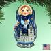 The Holiday Aisle® Tidaholm Matreshka Doll Hanging Figurine Ornament Wood in Blue/Brown | 5.5 H x 5 W x 0.25 D in | Wayfair