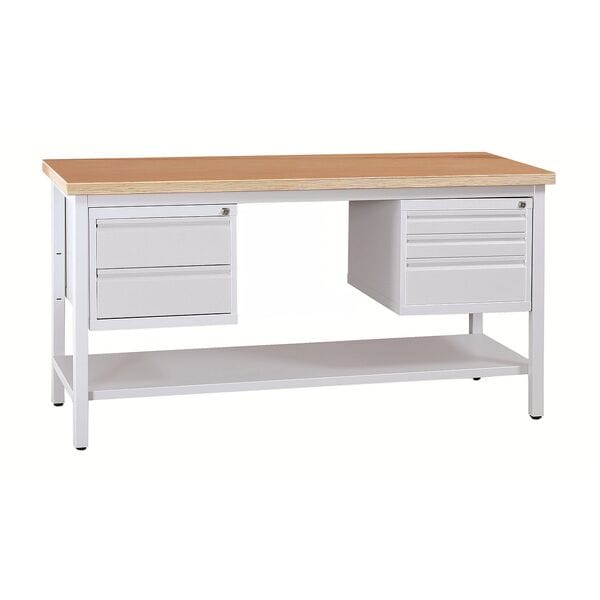Gürkan Werkbank - 120 cm breit mit 2+3 Schüben grau, 120x84x60 cm
