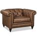 Club Chair - Westland and Birch Wonson 52" Wide Tufted Top Grain Leather Club Chair Leather/Genuine Leather in Black | 34 H x 52 W x 39 D in | Wayfair