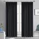 Oxford Homeware Blackout Curtains Bedroom Pencil Pleat Readymade Living Room Window Curtain Tape Top Thermal Insulated Kitchen Curtains+ 2 Tiebacks (Black, 66" x 72" (168cm x 183cm))