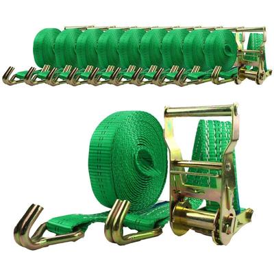 Baumarktplus - 10x Profi Ratschen Spanngurt Spanngurte Zurrgurt 2-tlg 6m 2t 2to 2000 kg tüv/gs grün Image