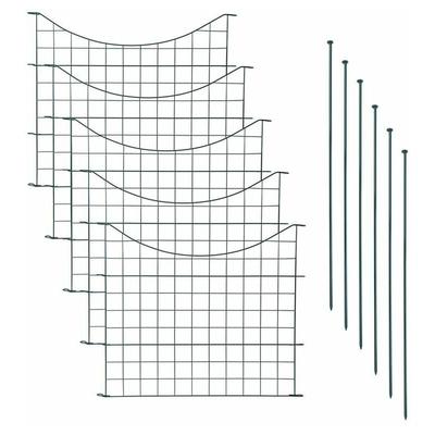 Teichzaun Gartenzaun 11tlg Set Zaun Teich 5 Zaunelemente Gitterzaun Metall grün Unterbogen