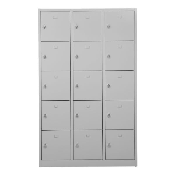 Gürkan Schließfachschrank 3x 5 Fächer grau, 119x190x45 cm