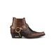 TruClothing.com Mens Real Leather Cowboy Ankle Boots Chain Western Heel Dancing - Brown 10