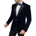 Men’s Rosa Slim Fit Vintage Velvet Tuxedo Blazer Jacket with Contrast Sheen Lapel in Navy Blue Size 38 UK