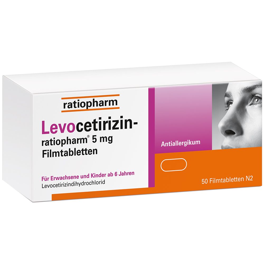 LEVOCETIRIZIN-ratiopharm 5 mg Filmtabletten 50 St Image