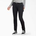 Dickies Women's Flex Slim Fit Duck Carpenter Pants - Rinsed Black Size 8 (FD2600)