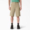 Dickies Men's Big & Tall Loose Fit Flat Front Work Shorts, 13" - Khaki Size 46 (42283)