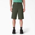 Dickies Men's Loose Fit Flat Front Work Shorts, 13" - Olive Green Size 34 (42283)