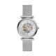 Fossil Watch for Women Carlie, Automatic Movement, 35 mm Silver Stainless Steel Case with a Stainless Steel Mesh Strap, ME3176