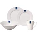 16-Piece White Porcelain Dinner Set Dinnerware Dining Service for 4 with Mugs, Bowls, Side Plates and Dinner Plates Fine White Porcelain