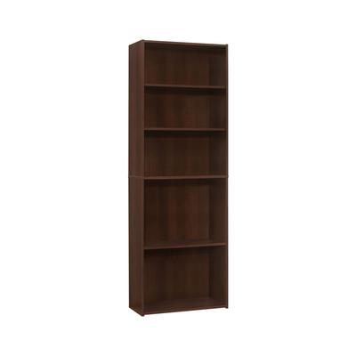 Monarch Specialties Bookcase - 72" H Cherry with 5 Shelves - Brown