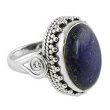 Majestic Blue,'Handcrafted Sterling Silver and Lapis Lazuli Cocktail Ring'