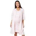 HAPPY MAMA Women's Maternity Hospital Gown Robe Nightie Set Labour & Birth 1275 (Powder Pink, UK 8, S)