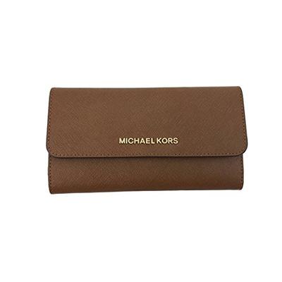 Michael Kors Jet Set Travel Large Trifold Leather Wallet (Luggage)