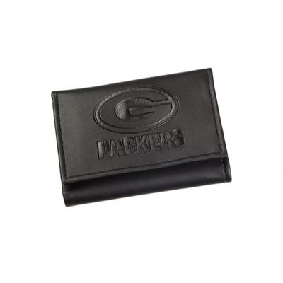 Team Sports America Green Bay Packers NFL Leather Tri-Fold Wallet, Black