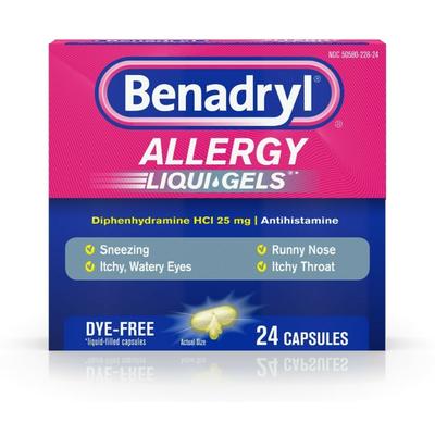 Benadryl Allergy Dye-free 25 Mg Liqui-gels 24 Ea (pack Of 9)