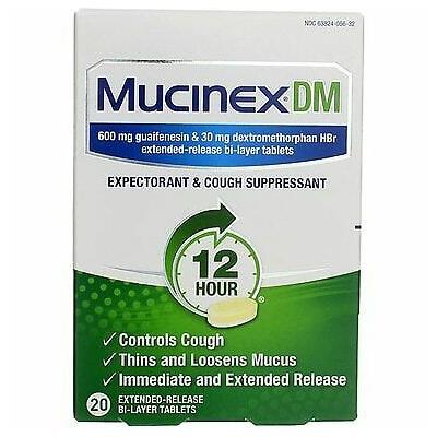 3 Pack Mucinex DM 12-Hour Expectorant and Cough Suppressant Tablets, 20 Count