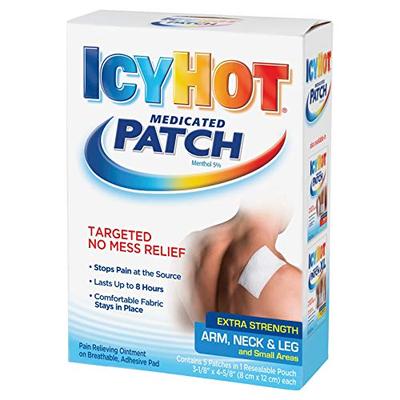 ICY HOT Medicated Patches Extra Strength Small (Arm, Neck, Leg) 5 Each (Pack of 9)