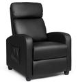 Costway Recliner Massage Winback Single Chair with Side Pocket-Black