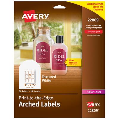 Avery 22809 2 1/4" x 3" White Textured Matte Water-Resistant Arched Labels - 90/Pack