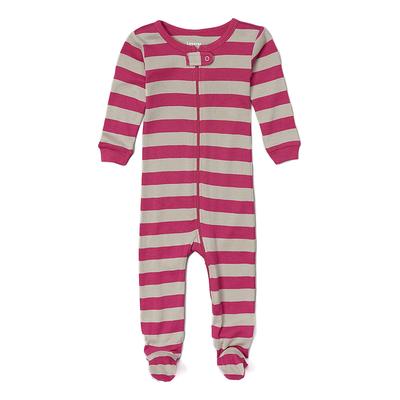 Leveret Girls' Footies Berry/Chime - Berry & Chime Stripe Footie - Infant & Toddler