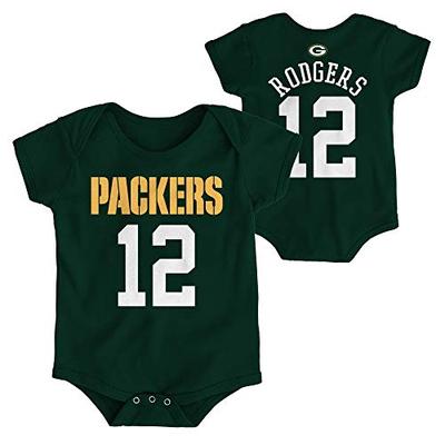 OuterStuff NFL Newborn Infants Team Color Name and Number Bodysuit Creeper (12 Months, Aaron Rodgers