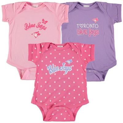 Girls Infant Soft as a Grape Pink/Purple Toronto Blue Jays 3-Pack Rookie Bodysuit Set, Infant Girl's
