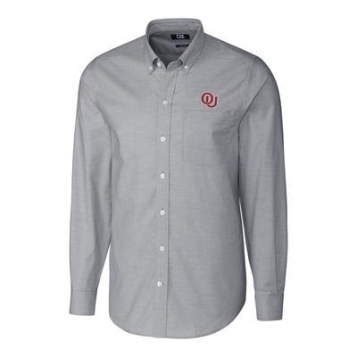"Cutter & Buck Oklahoma Sooners Charcoal Stretch Vault Logo Oxford Long Sleeve Shirt"