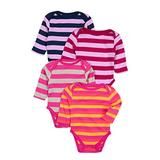 Leveret 4 Pack Long Sleeve Bodysuit 100% Cotton Stripes 12-18 Months Multi 2 screenshot. Infant Bodysuits directory of Clothes.