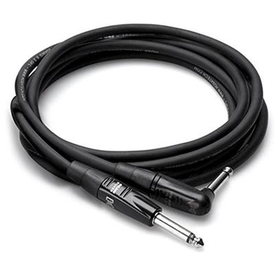 Hosa HGTR Pro Guitar Patch Cable REAN Straight to Right Angle - (25 Feet) (Black) (Angled)